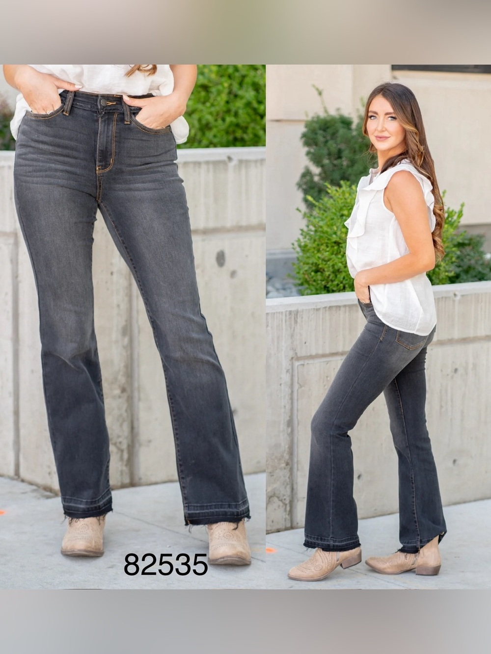 High-Rise Gray slim Bootcut Jeans - Classic Everyday Style